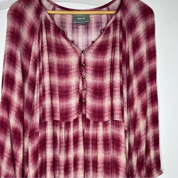 ANTHROPOLOGIE MAEVE Cavalon Pink Plaid Top size large - Picture 5 of 13